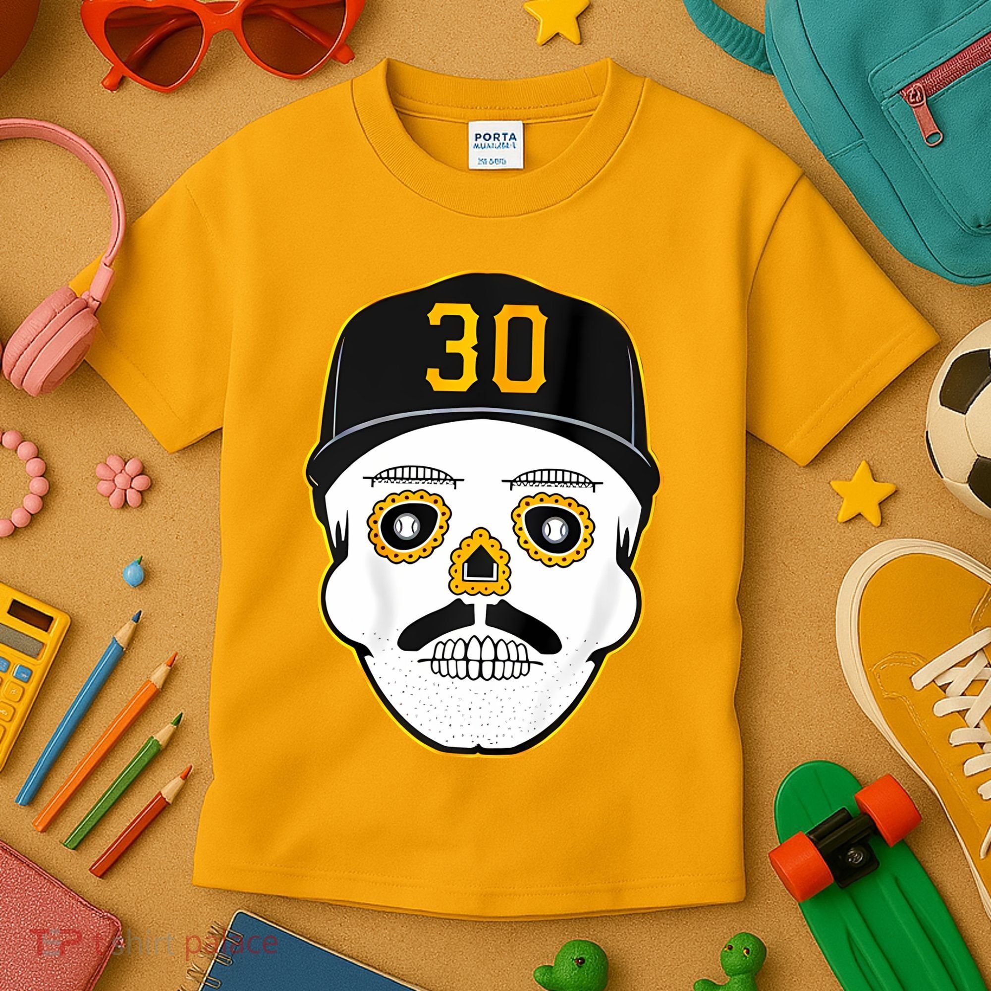 Skenes Sugar Skull Baseball Fan Kids T-Shirt