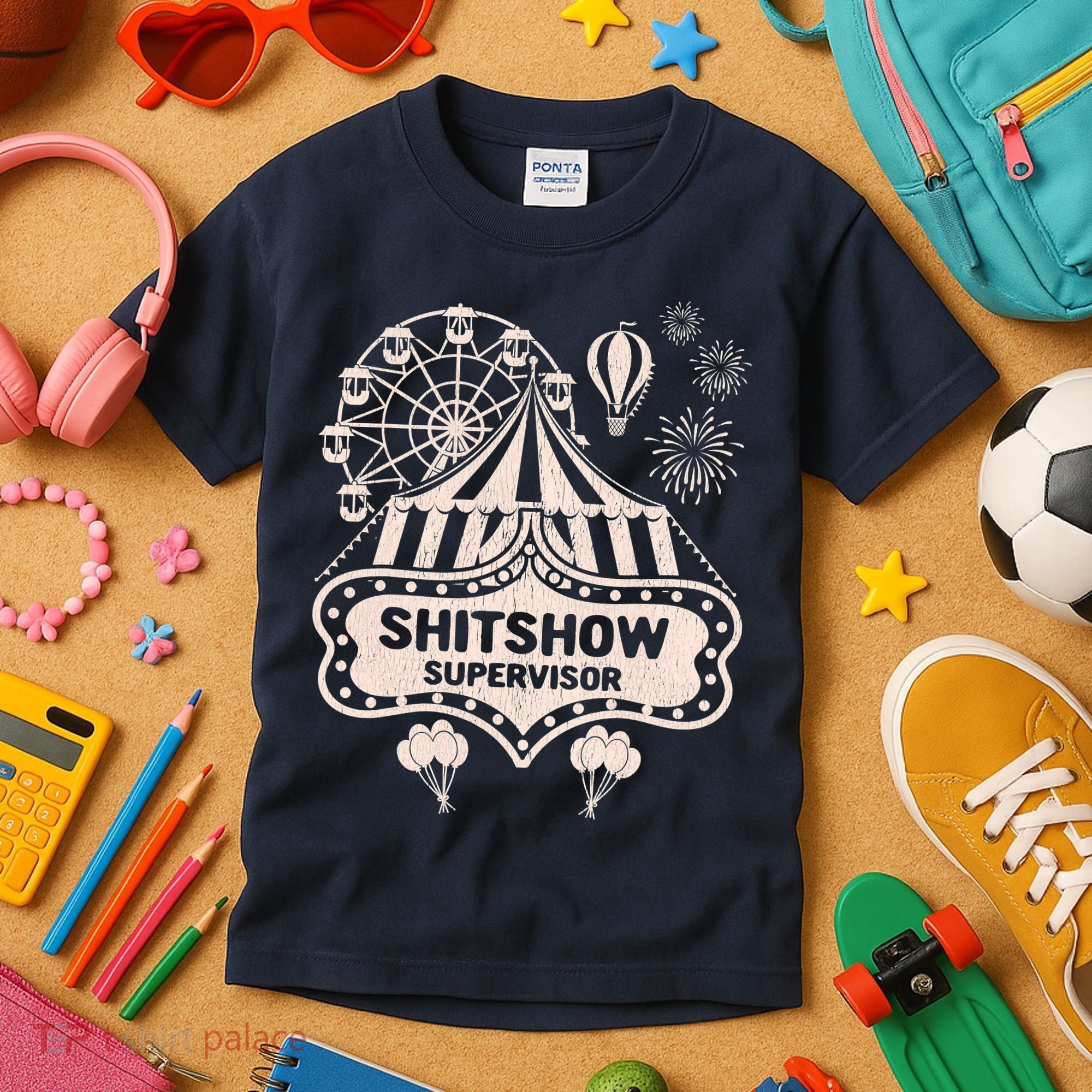 Shit Show Supervisor Funny Boss Manager Teacher & Mom Kids T-Shirt