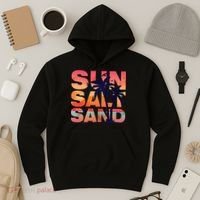 Sun Salt Sand Funny Beach Lover Summer Vacation Palm Tree Hoodie thumb 3