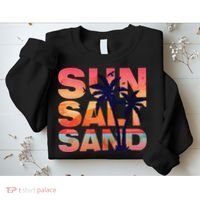 Sun Salt Sand Funny Beach Lover Summer Vacation Palm Tree Sweatshirt thumb 2