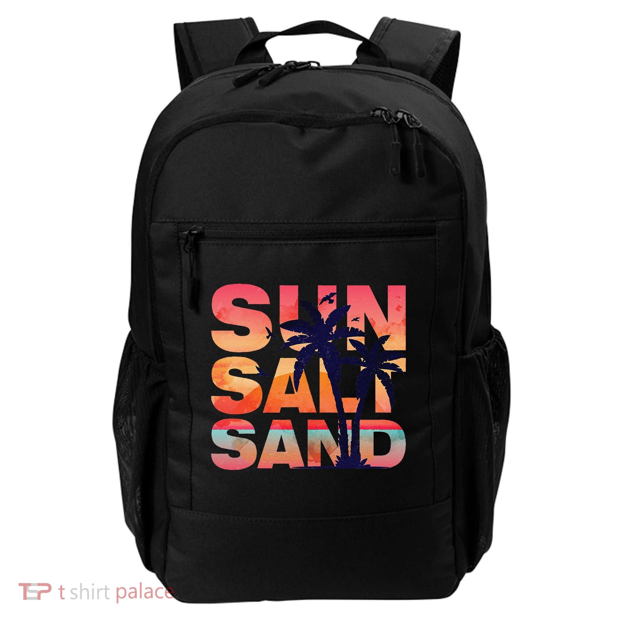 Sun Salt Sand Funny Beach Lover Summer Vacation Palm Tree Backpack