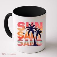 Sun Salt Sand Funny Beach Lover Summer Vacation Palm Tree Coffee Mug thumb 0