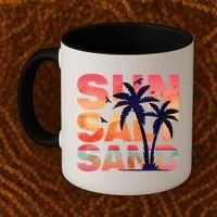 Sun Salt Sand Funny Beach Lover Summer Vacation Palm Tree Coffee Mug thumb 2