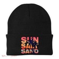 Sun Salt Sand Funny Beach Lover Summer Vacation Palm Tree Beanie thumb 0