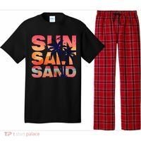 Sun Salt Sand Funny Beach Lover Summer Vacation Palm Tree Pajama Set thumb 0