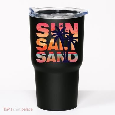 Sun Salt Sand Funny Beach Lover Summer Vacation Palm Tree Tumbler