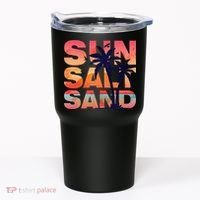 Sun Salt Sand Funny Beach Lover Summer Vacation Palm Tree Tumbler thumb 0