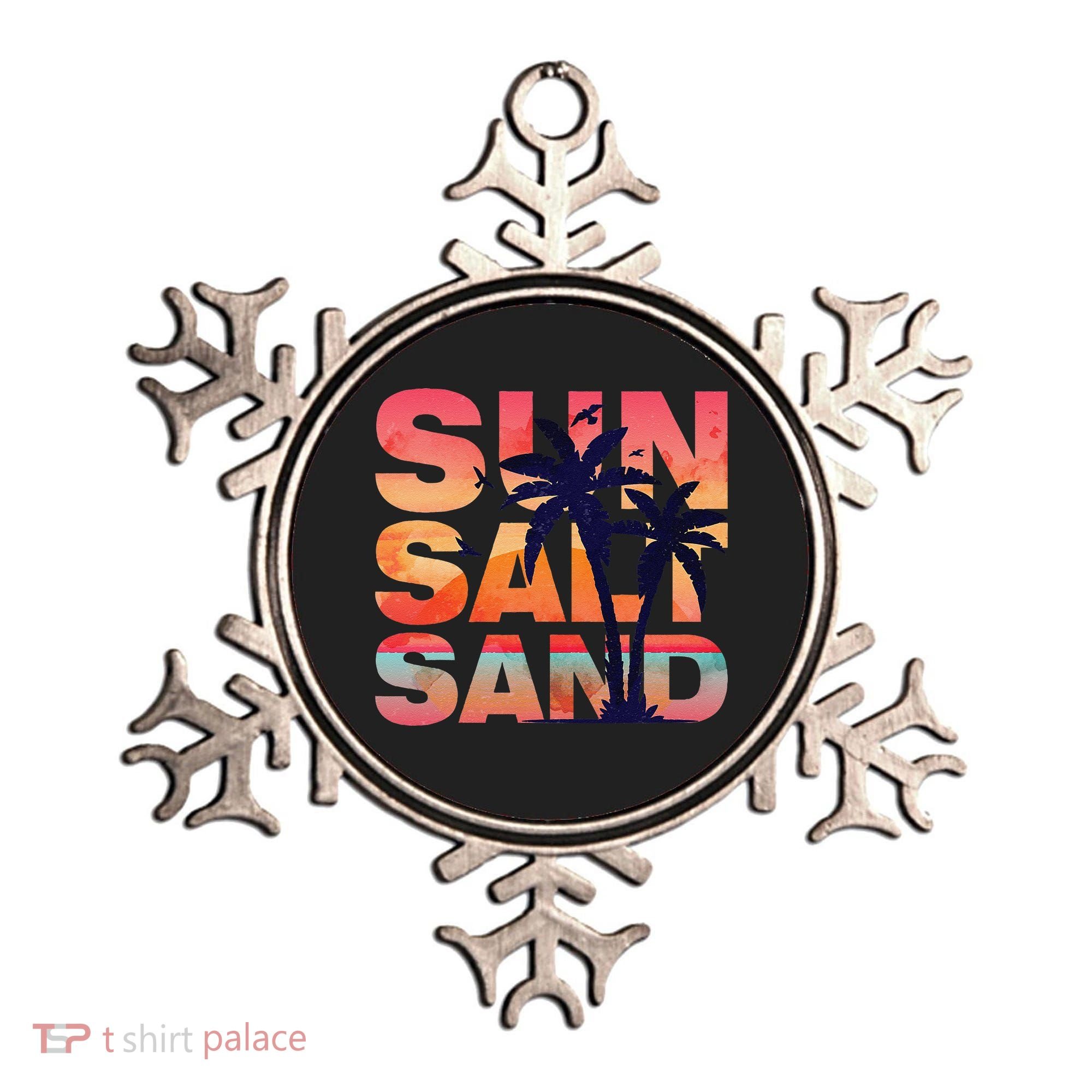 Sun Salt Sand Funny Beach Lover Summer Vacation Palm Tree Ornament