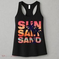 Sun Salt Sand Funny Beach Lover Summer Vacation Palm Tree Women's Tank Top thumb 3
