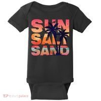 Sun Salt Sand Funny Beach Lover Summer Vacation Palm Tree Baby Bodysuit thumb 0