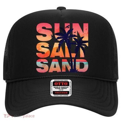 Sun Salt Sand Funny Beach Lover Summer Vacation Palm Tree Hat