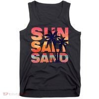 Sun Salt Sand Funny Beach Lover Summer Vacation Palm Tree Tank Top thumb 0
