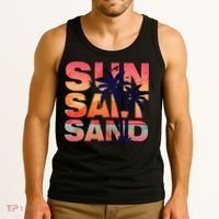 Sun Salt Sand Funny Beach Lover Summer Vacation Palm Tree Tank Top thumb 3