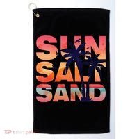 Sun Salt Sand Funny Beach Lover Summer Vacation Palm Tree Golf Towel thumb 0