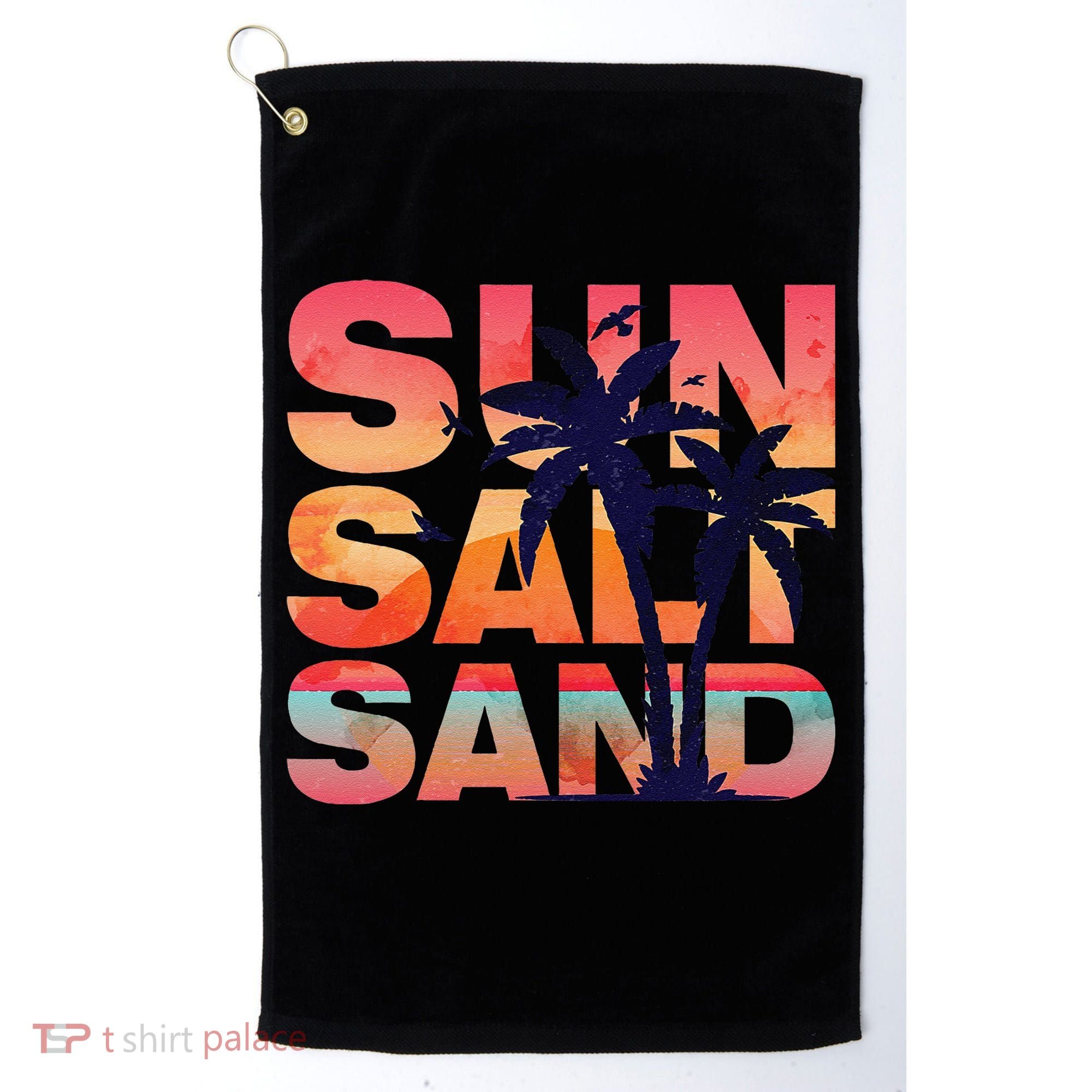 Sun Salt Sand Funny Beach Lover Summer Vacation Palm Tree Golf Towel