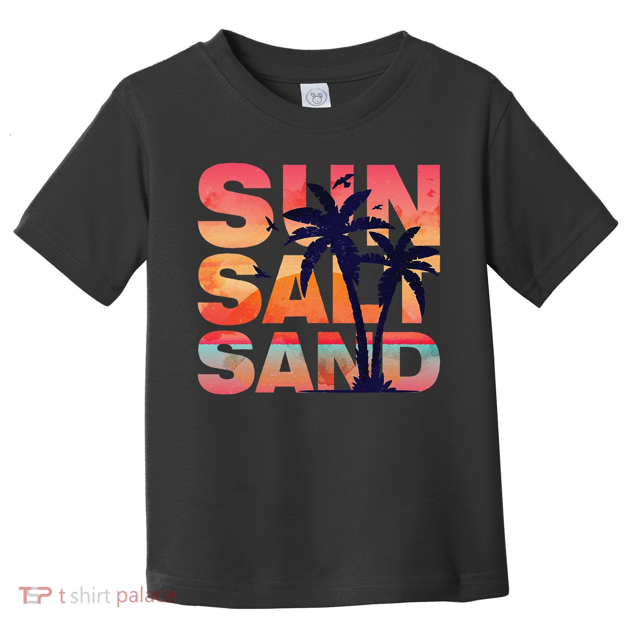 Sun Salt Sand Funny Beach Lover Summer Vacation Palm Tree Toddler T-Shirt