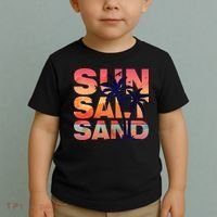 Sun Salt Sand Funny Beach Lover Summer Vacation Palm Tree Toddler T-Shirt thumb 2