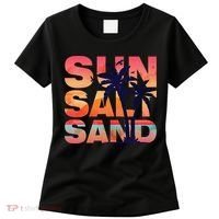 Sun Salt Sand Funny Beach Lover Summer Vacation Palm Tree Women's T-Shirt thumb 0