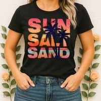 Sun Salt Sand Funny Beach Lover Summer Vacation Palm Tree Women's T-Shirt thumb 2