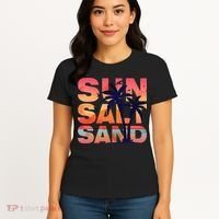 Sun Salt Sand Funny Beach Lover Summer Vacation Palm Tree Women's T-Shirt thumb 4