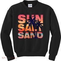 Sun Salt Sand Funny Beach Lover Summer Vacation Palm Tree Kids Sweatshirt thumb 0