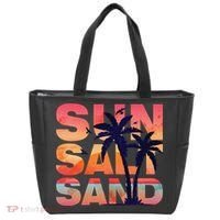 Sun Salt Sand Funny Beach Lover Summer Vacation Palm Tree Tote Bag thumb 0