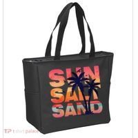 Sun Salt Sand Funny Beach Lover Summer Vacation Palm Tree Tote Bag thumb 2