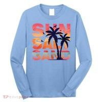 Sun Salt Sand Funny Beach Lover Summer Vacation Palm Tree Long Sleeve Shirt thumb 0