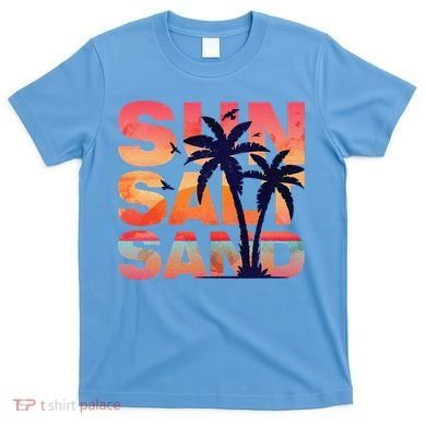 Sun Salt Sand Funny Beach Lover Summer Vacation Palm Tree T-Shirt