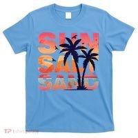 Sun Salt Sand Funny Beach Lover Summer Vacation Palm Tree T-Shirt thumb 0