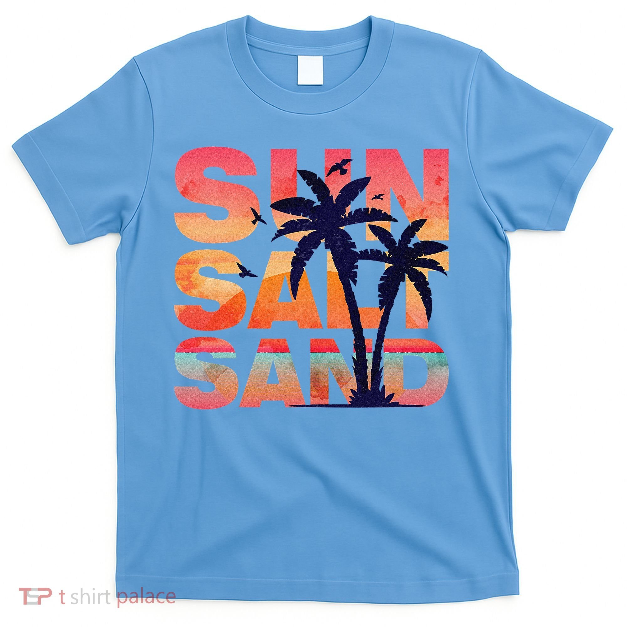 Sun Salt Sand Funny Beach Lover Summer Vacation Palm Tree T-Shirt