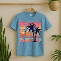 Sun Salt Sand Funny Beach Lover Summer Vacation Palm Tree T-Shirt thumb 2