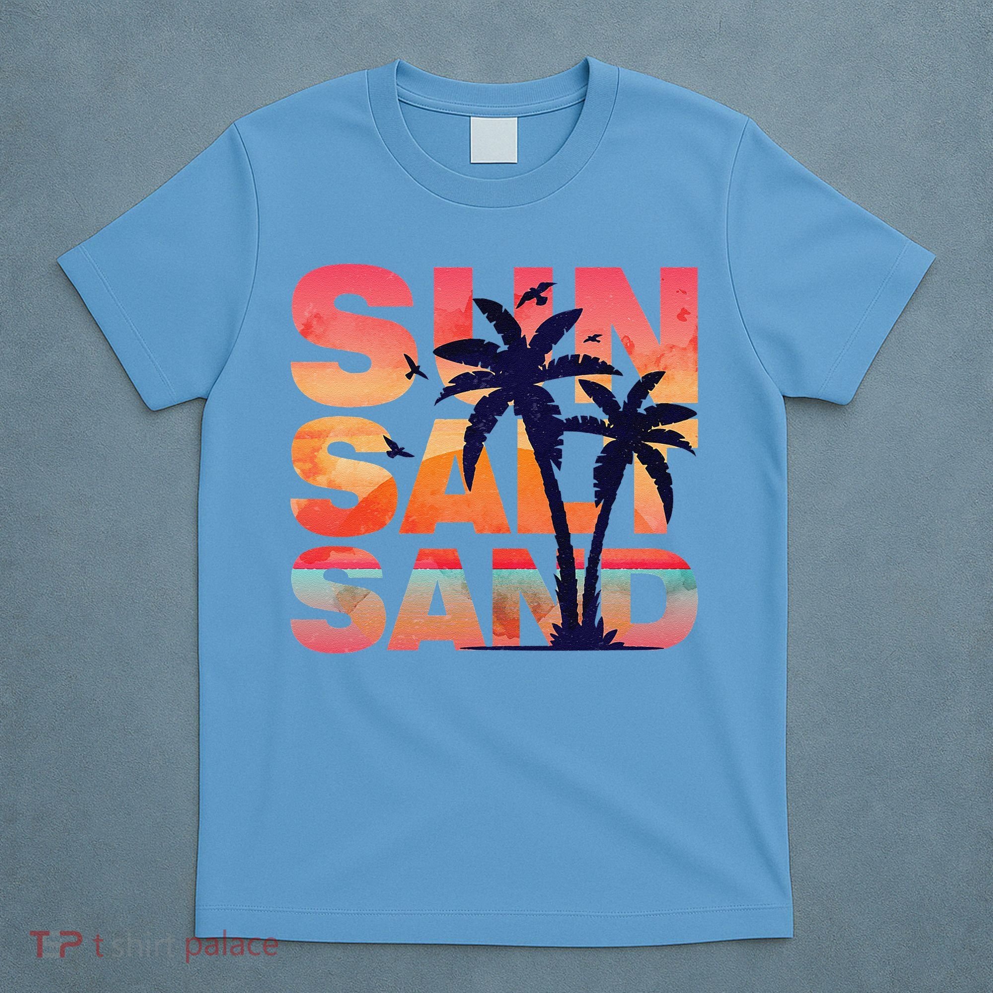 Sun Salt Sand Funny Beach Lover Summer Vacation Palm Tree T-Shirt