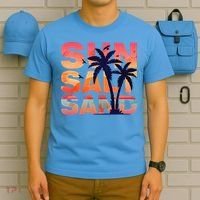 Sun Salt Sand Funny Beach Lover Summer Vacation Palm Tree T-Shirt thumb 5