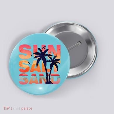 Sun Salt Sand Funny Beach Lover Summer Vacation Palm Tree Button