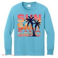 Sun Salt Sand Funny Beach Lover Summer Vacation Palm Tree Kids Long Sleeve Shirt thumb 0