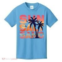 Sun Salt Sand Funny Beach Lover Summer Vacation Palm Tree Kids T-Shirt thumb 0