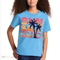 Sun Salt Sand Funny Beach Lover Summer Vacation Palm Tree Kids T-Shirt thumb 2