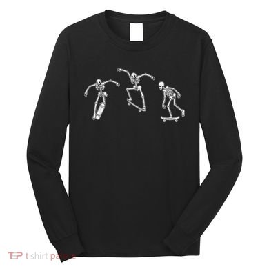 Skateboarding Skeletons Skeleton Skater Halloween Skate Long Sleeve Shirt