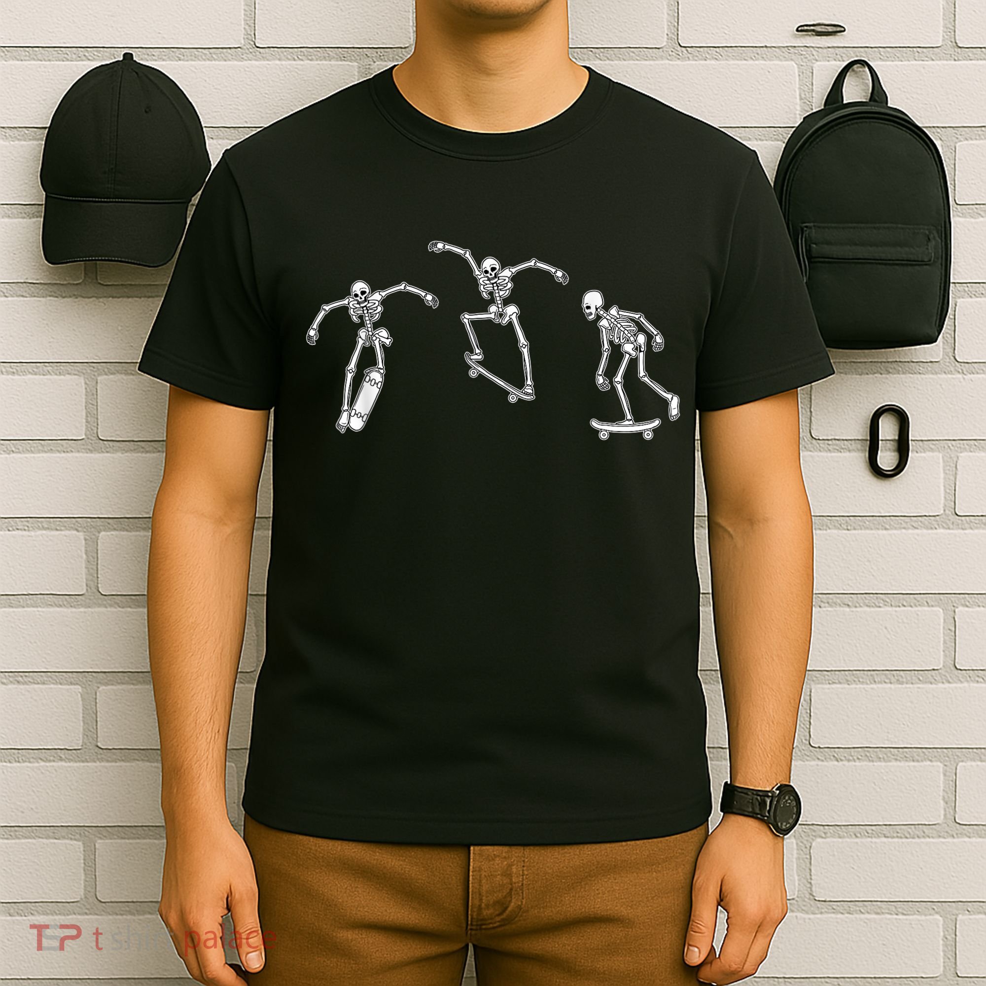 Skateboarding Skeletons Skeleton Skater Halloween Skate T-Shirt