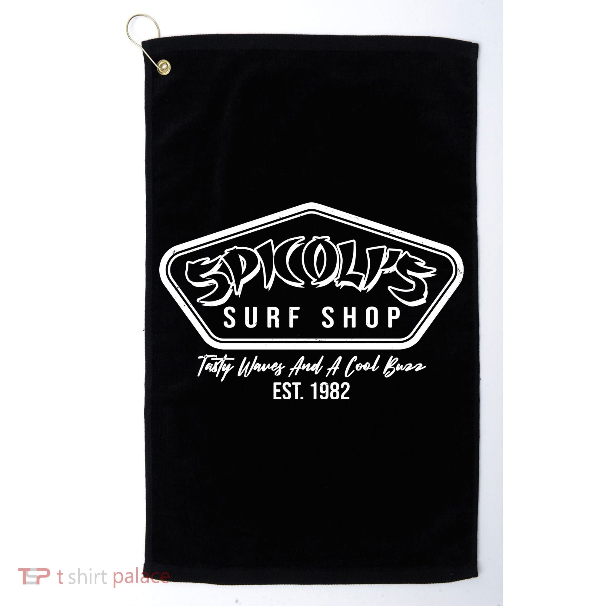 Spicolis Surf Shop Tasty Waves And A Cool Buzz Est 1982 Golf Towel