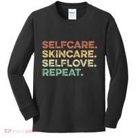 Selfcare Skincare Selflove Repeat Esthetician Kids Long Sleeve Shirt thumb 0