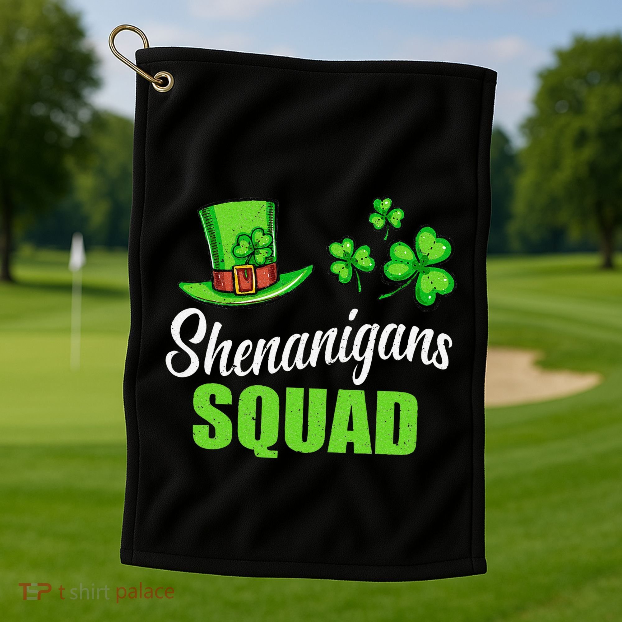 Shenanigans Squad St Patricks Day Shamrock Irish  Golf Towel