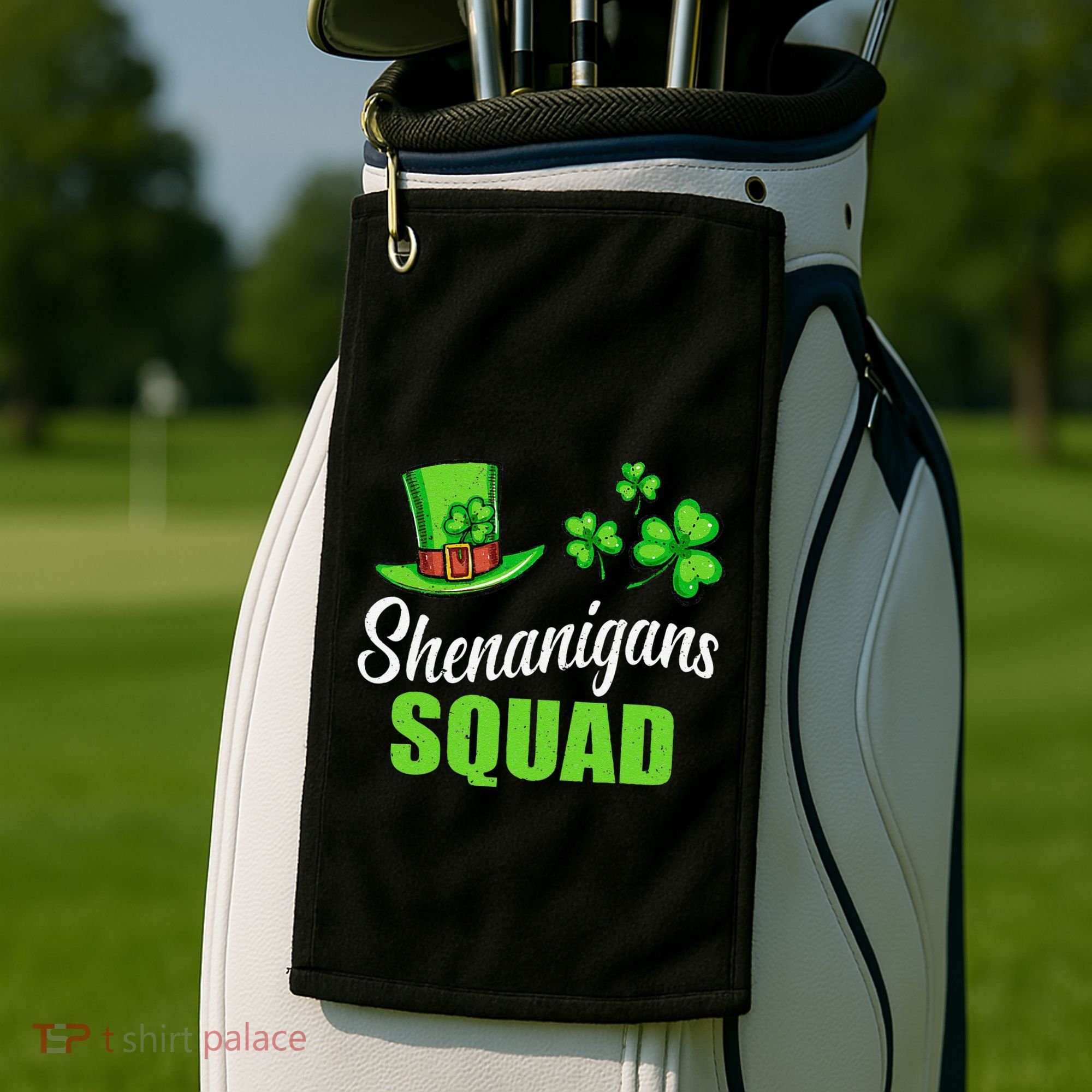 Shenanigans Squad St Patricks Day Shamrock Irish  Golf Towel