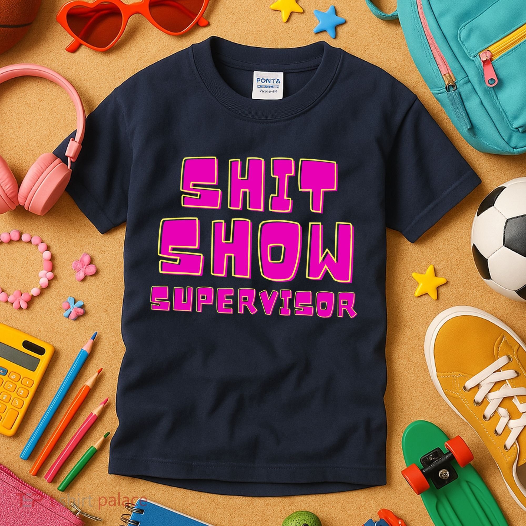 Shit Show Supervisor Funny Mom Boss Manager Kids T-Shirt