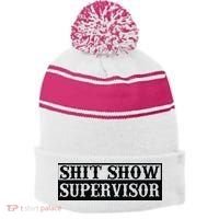 Shit Show Supervisor Stripe Pom Pom Beanie thumb 0