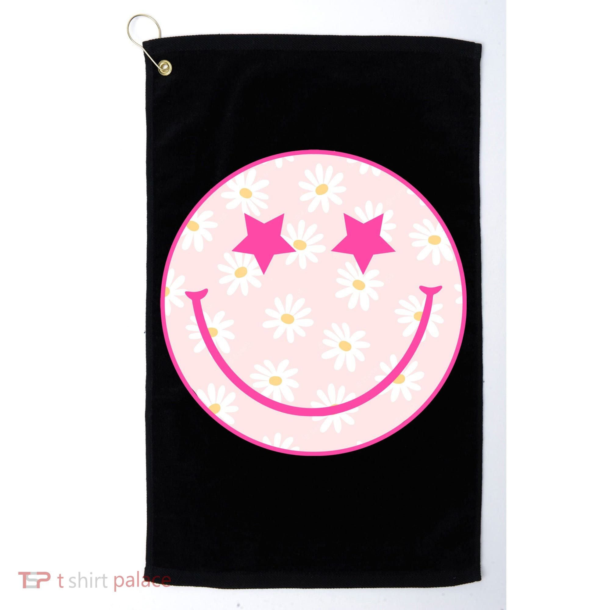 Sunflower Star Smiley Retro Golf Towel