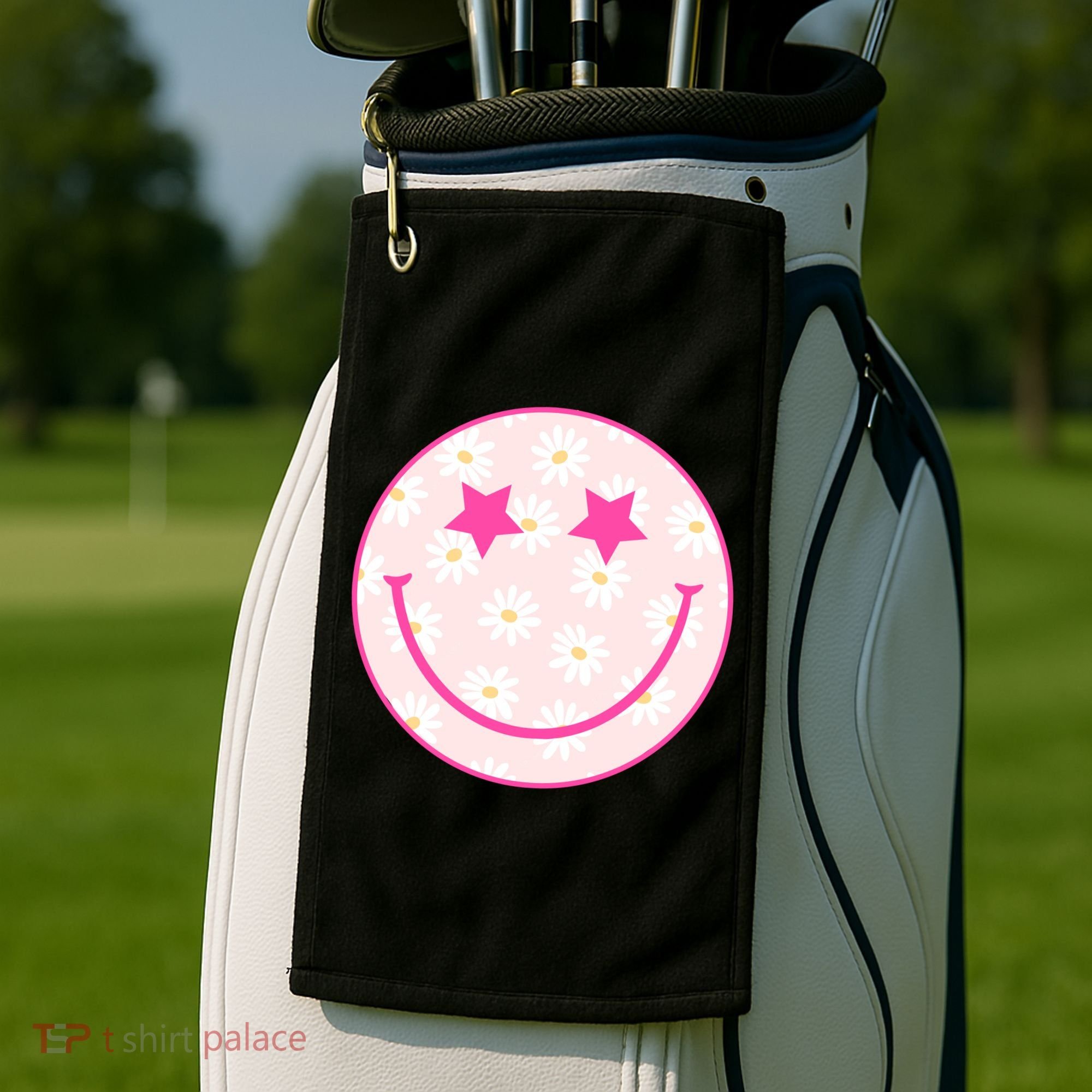 Sunflower Star Smiley Retro Golf Towel