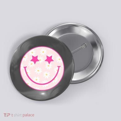 Sunflower Star Smiley Retro Button