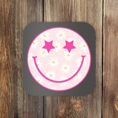 Sunflower Star Smiley Retro Coaster